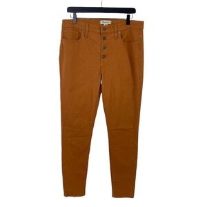 Madewell Size 30 9" Mid-Rise Skinny Jeans Button Fly Fall Orange Womens Stretch